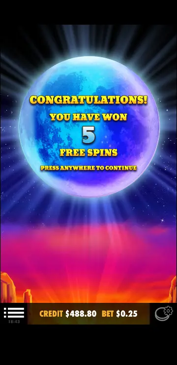 Wolf Treasure slot Hold & Win feature with moon symbols on reels